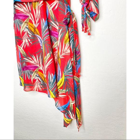 RED CARTER Floral Eliza Tassel Sleeve Wrap Dress L - Picture 6 of 10